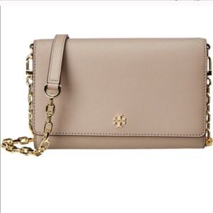 Tory Burch Emerson French Grey Gold chain purse